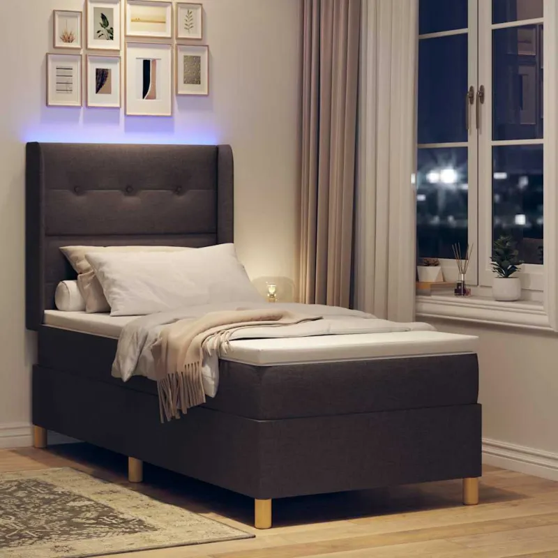 Kiemas lova su LED juostelėmis Ruda 90 x 200 cm audinys