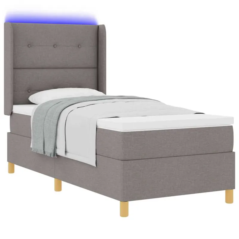 Kiemas lova su LED juostelėmis Tortora 90 x 200 cm audinys