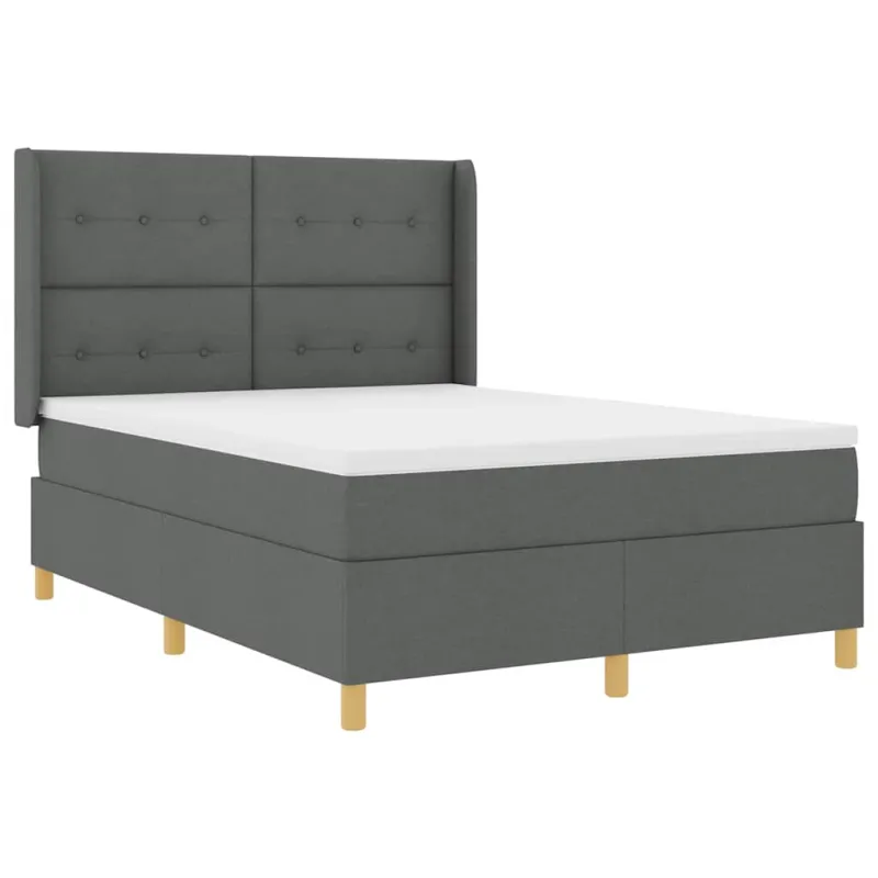 Kiemas lova su LED juostelėmis Pilka 140 x 190 cm audinys