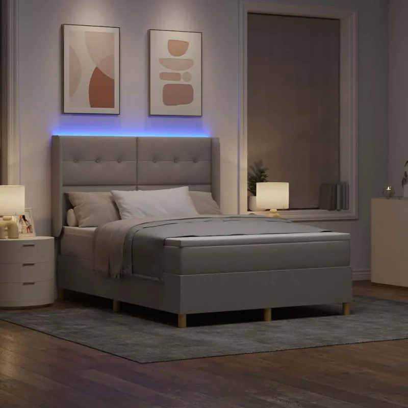 Kiemas lova su LED juostelėmis Tortora 140 x 190 cm audinys