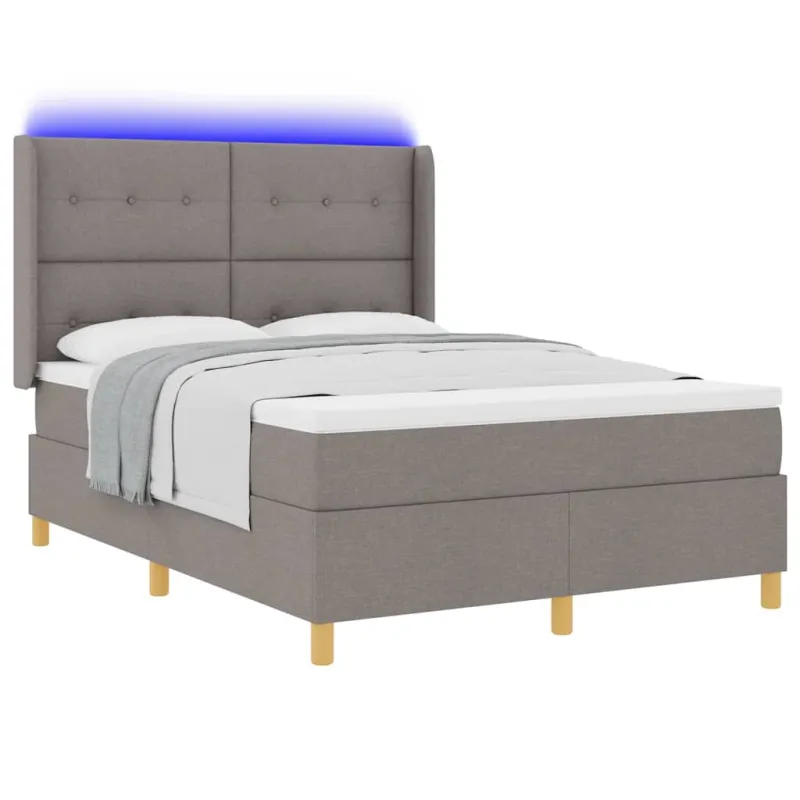Kiemas lova su LED juostelėmis Tortora 140 x 200 cm audinys