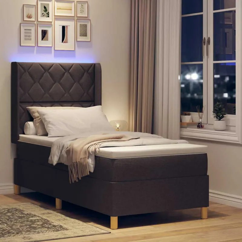 Kiemas lova su LED juostelėmis Ruda 100 x 200 cm audinys