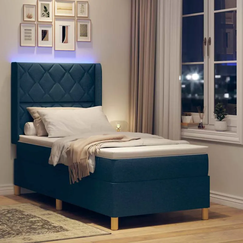 Kiemas lova su LED juostelėmis Mėlyna 100 x 200 cm audinys