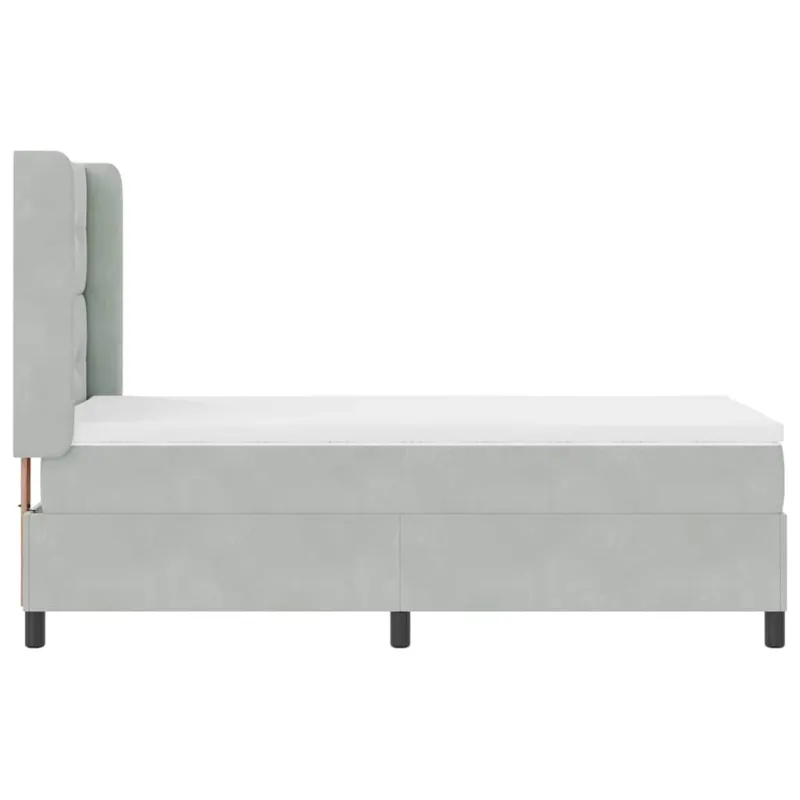 Kiemas lova su čiužiniu Šviesiai pilka 100 x 200 cm Aksomas