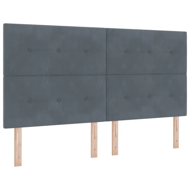 Kiemas lova su čiužiniu Tamsiai pilka 180 x 200 cm Aksomas