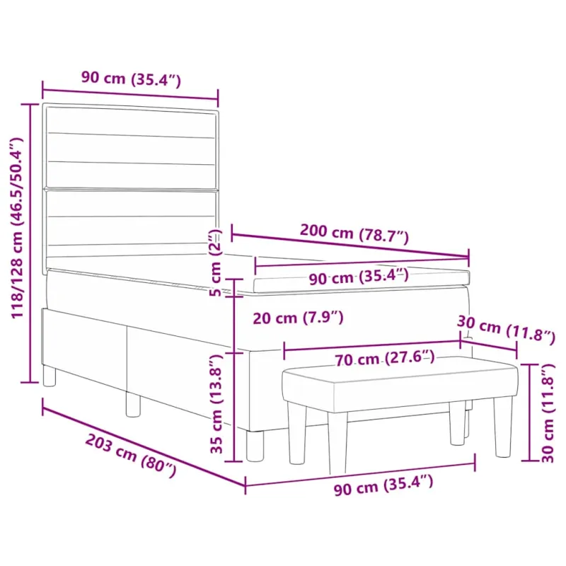 Kiemas lova su galvūgalio Tamsiai rudas 90 x 200 cm audinys