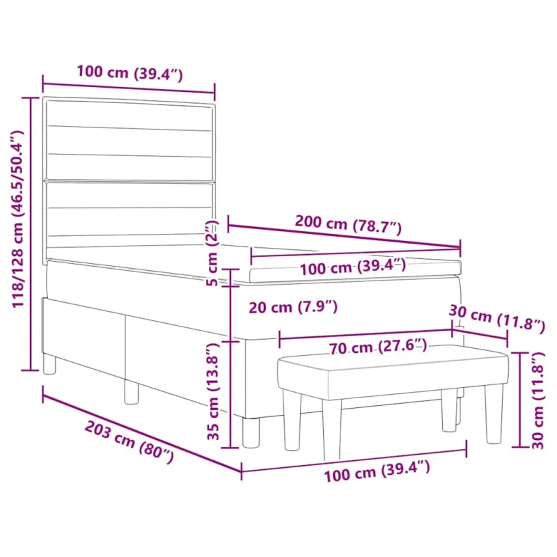Kiemas lova su galvūgalio Tamsiai pilka 100 x 200 cm audinys