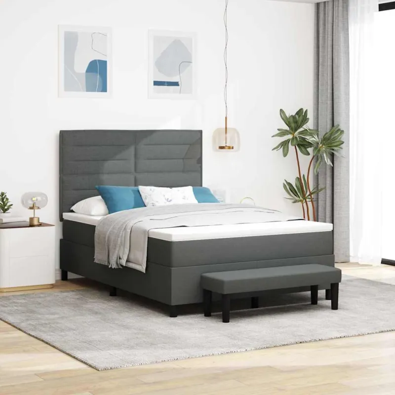 Kiemas lova su pagalve Tamsiai pilka 140 x 190 cm audinys