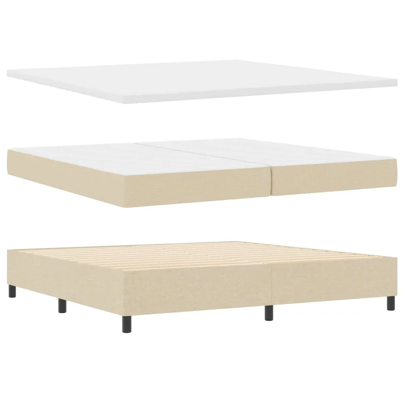 Kiemas lova su čiužiniu Kreminė 200 x 200 cm audinys