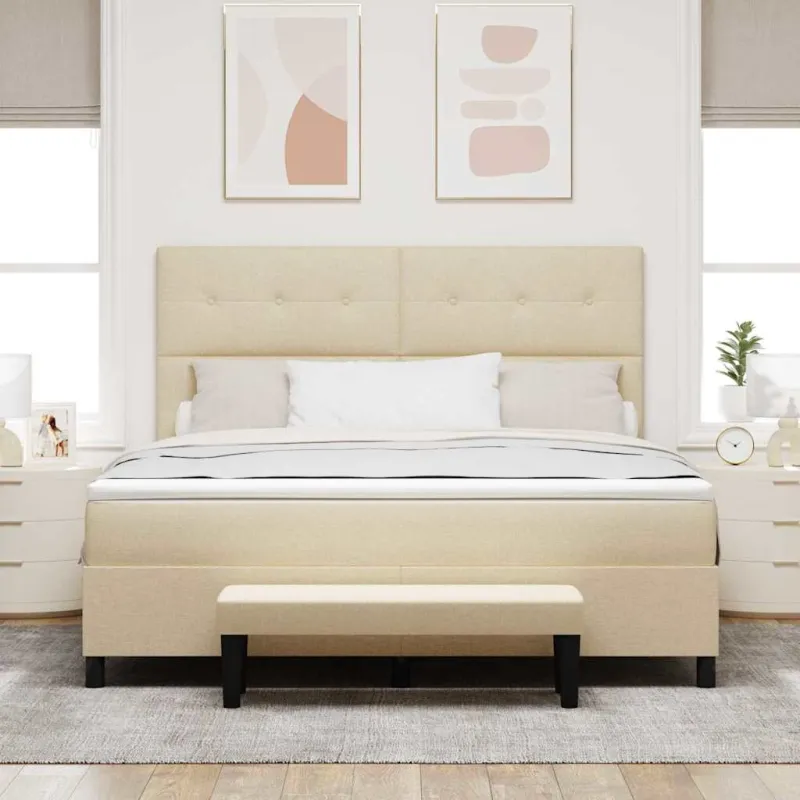 Kiemas lova su galvūgalio Kreminė 180 x 200 cm audinys