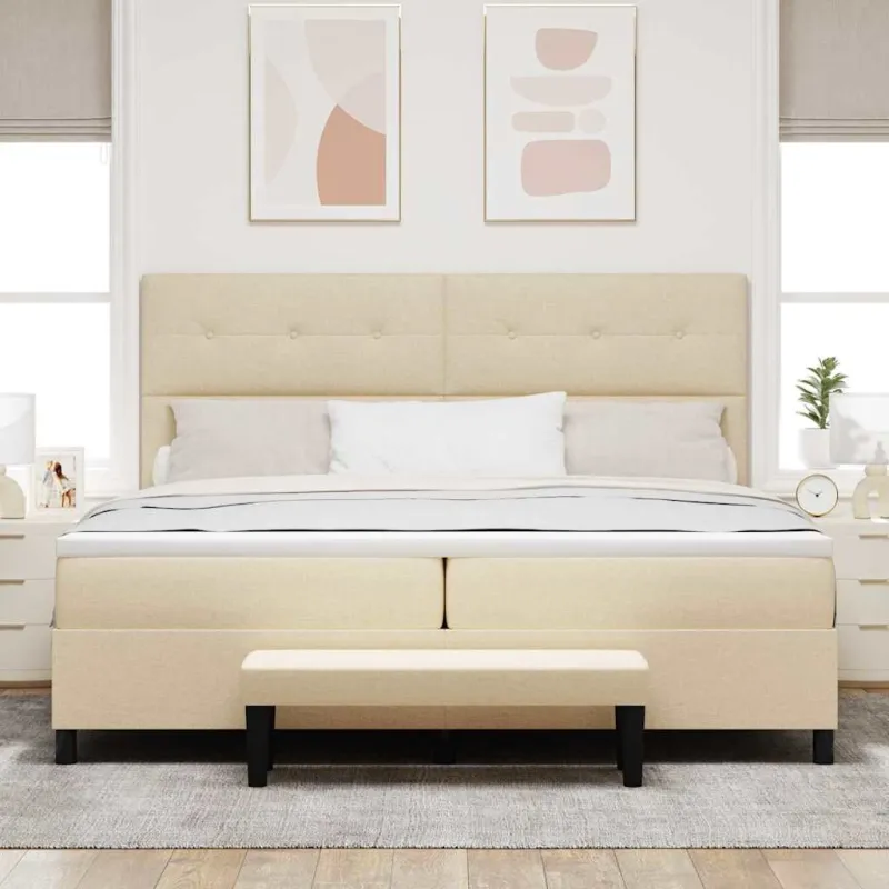 Kiemas lova su galvūgalio Kreminė 200 x 200 cm audinys