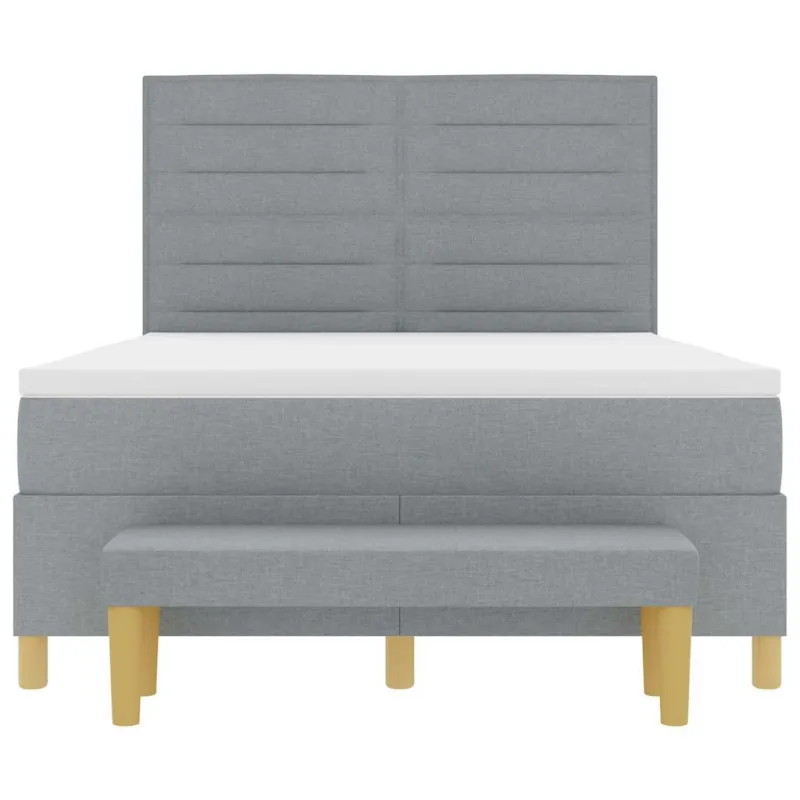 Kiemas lova su pagalve Šviesiai pilka 200 x 160 cm audinys