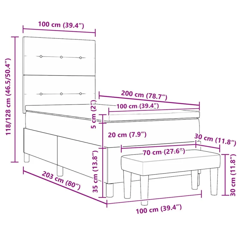 Kiemas lova su pagalve Tortora 200 x 100 cm audinys
