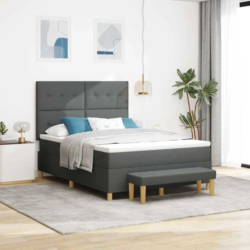 Kiemas lova su pagalve Tamsiai pilka 200 x 140 cm audinys