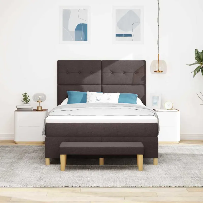 Kiemas lova su pagalve Tamsiai ruda 200 x 140 cm audinys