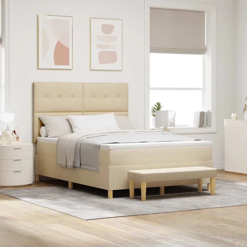 Kiemas lova su galvūgalio Kreminė 200 x 160 cm audinys