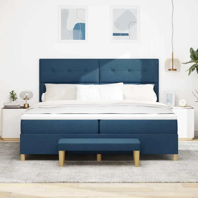 Kiemas lova su čiužiniu Mėlyna 200 x 200 cm audinys