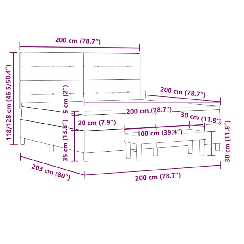 Kiemas lova su čiužiniu Mėlyna 200 x 200 cm audinys
