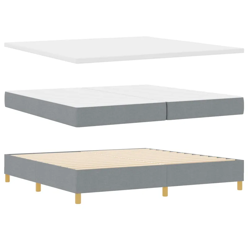 Kiemas lova su čiužiniu Šviesiai pilka 200 x 200 cm audinys