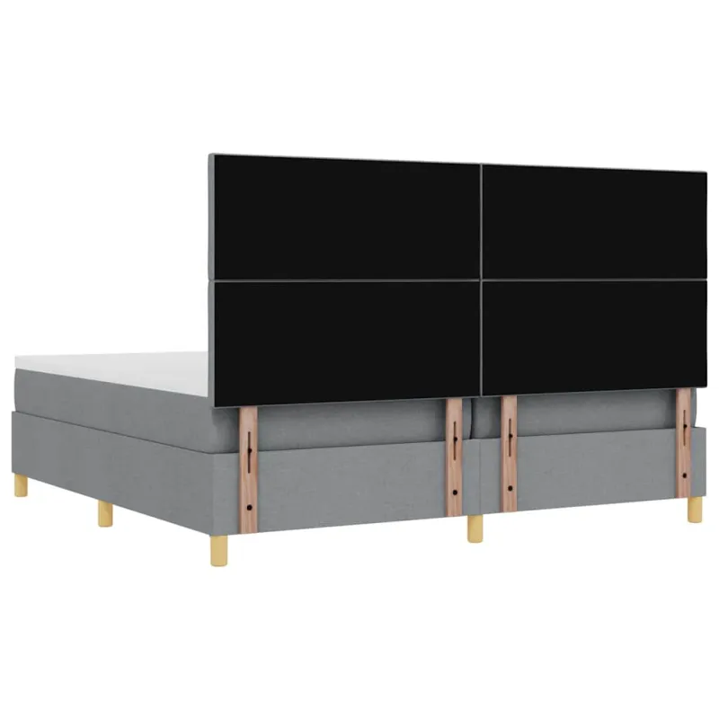 Kiemas lova su čiužiniu Šviesiai pilka 200 x 200 cm audinys