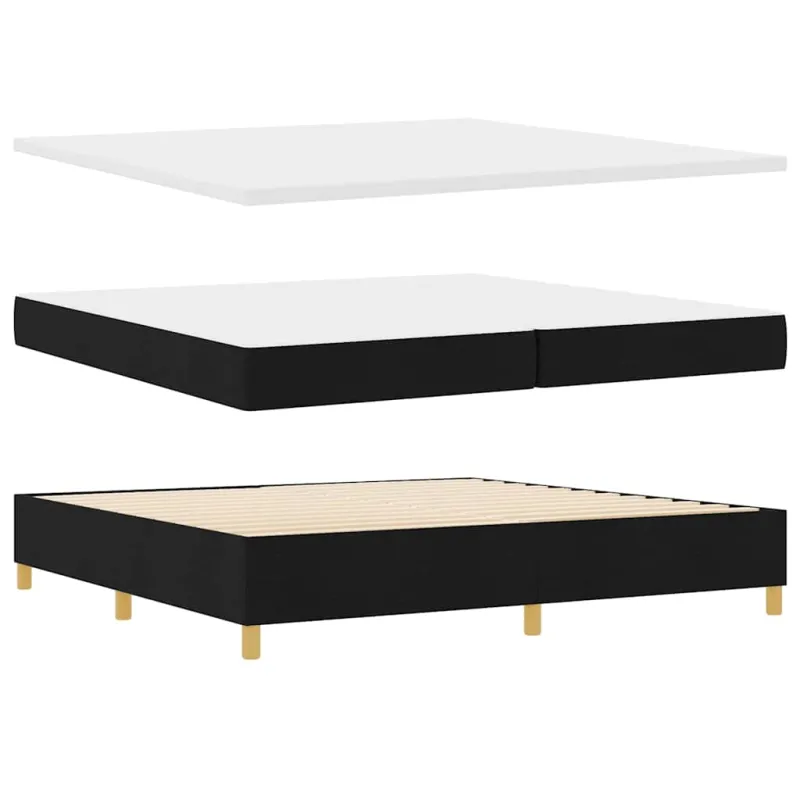 Kiemas lova su čiužiniu Juoda 200 x 200 cm audinys