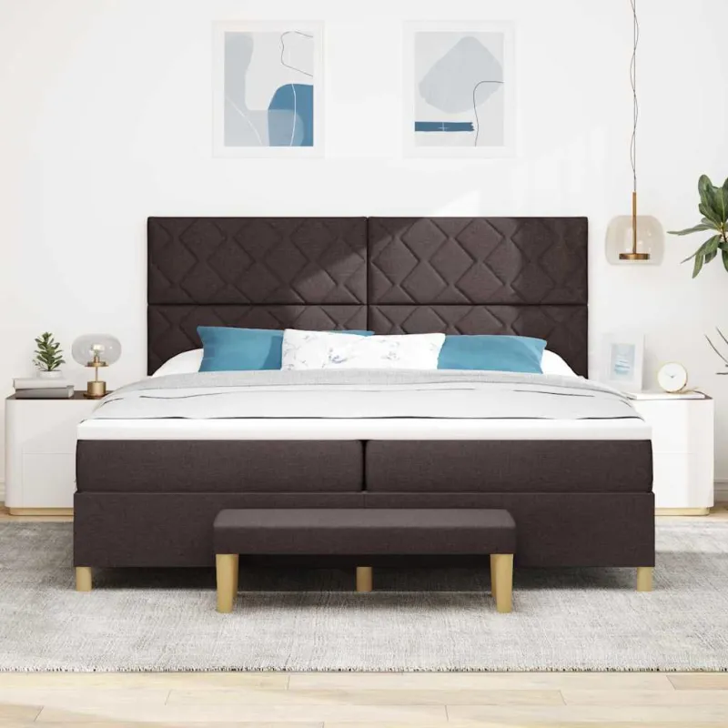 Kiemas lova su čiužiniu Tamsiai rudas 200 x 200 cm audinys