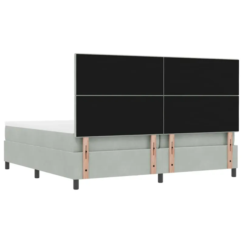 Kiemas lova su čiužiniu Šviesiai pilka 200 x 200 cm Aksomas