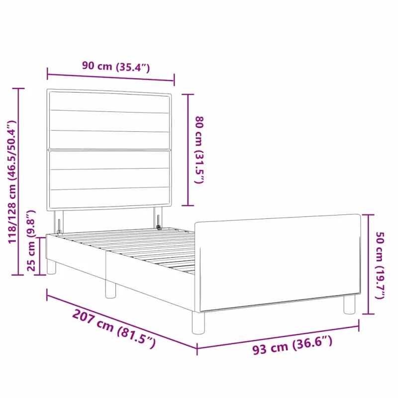Lovos rėmas su galvūgalio Mėlyna 90 x 200 cm audinys