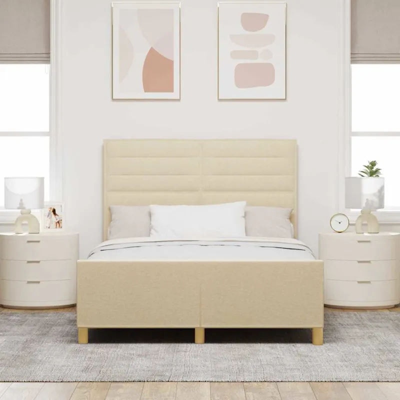 Lovos rėmas su galvūgalio Kreminė 140 x 200 cm audinys
