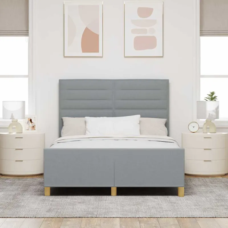 Lovos rėmas su galvūgalio Šviesiai pilka 160 x 200 cm audinys