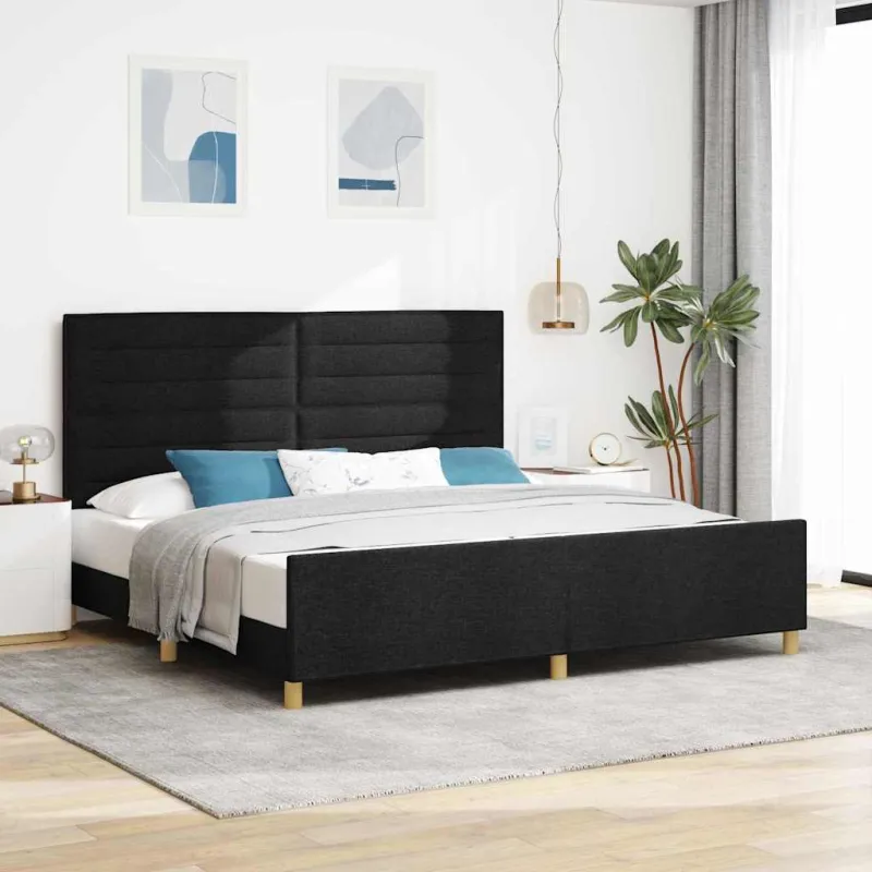 Lovos rėmas su galvūgalio Juoda 200 x 200 cm audinys