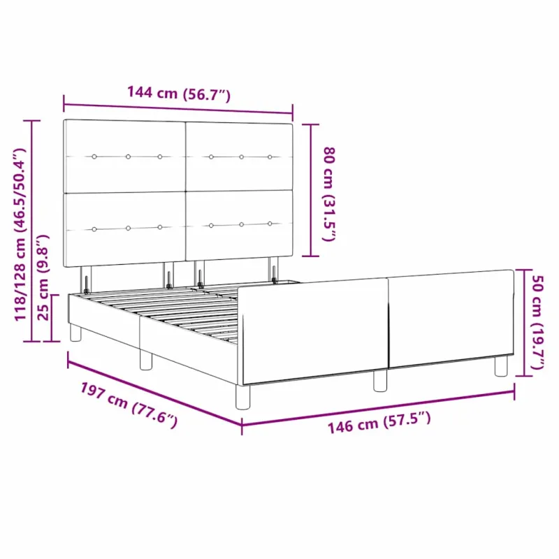 Lovos rėmas su galvūgalio Kreminė 140 x 190 cm audinys