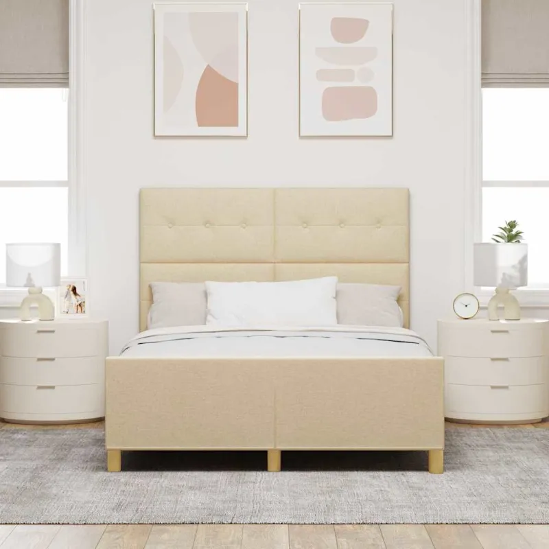 Lovos rėmas su galvūgalio Kreminė 160 x 200 cm audinys
