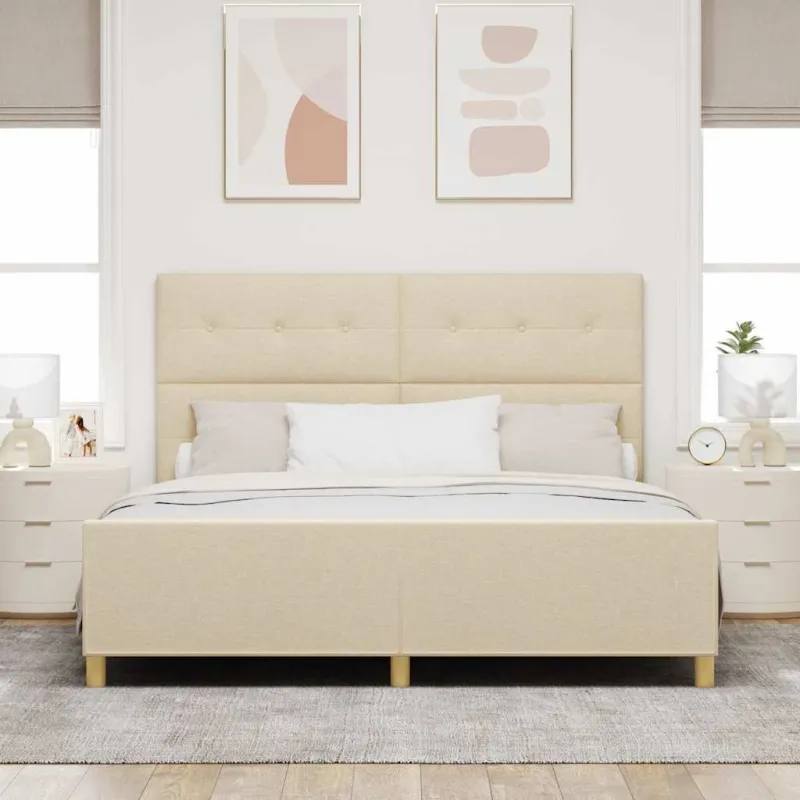 Lovos rėmas su galvūgalio Kreminė 180 x 200 cm audinys