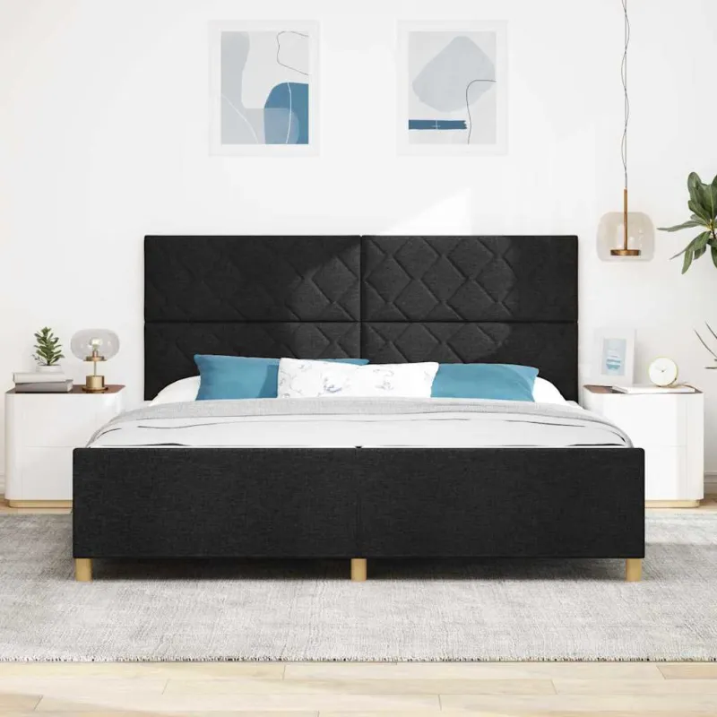 Lovos rėmas su galvūgalio Juoda 200 x 200 cm audinys