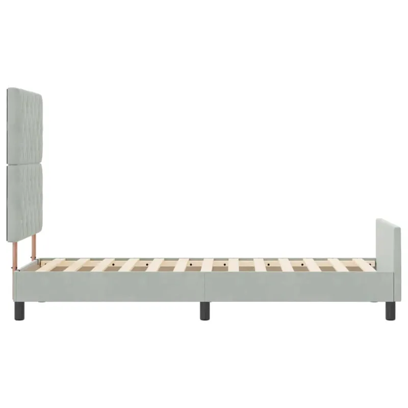 Kiemas lova su galvūgalio Šviesiai pilka 80 x 200 cm Aksomas