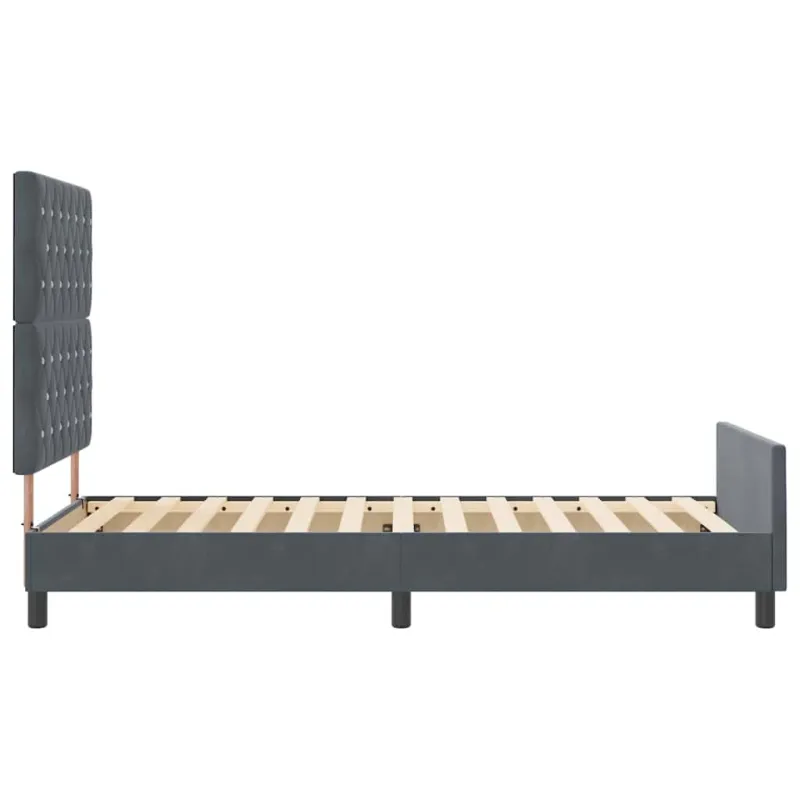 Kiemas lova su galvūgalio Tamsiai pilka 90 x 200 cm Aksomas