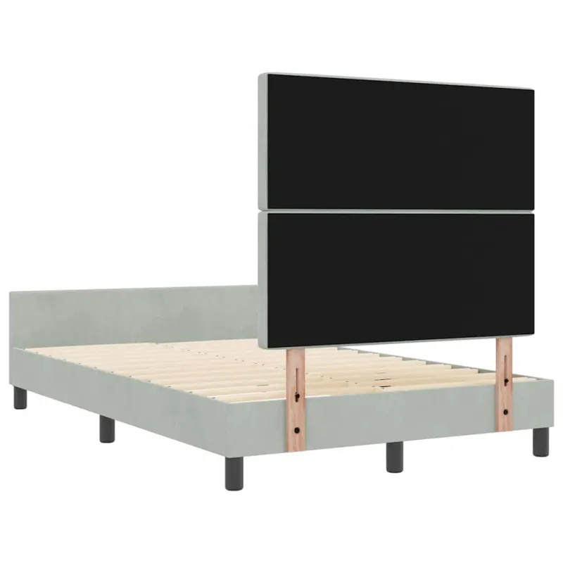 Kiemas lova su galvūgalio Šviesiai pilka 120 x 200 cm Aksomas