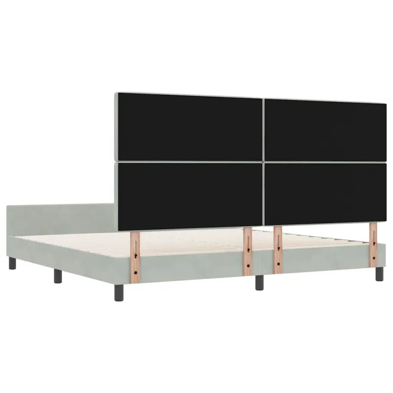 Kiemas lova su galvūgalio Šviesiai pilka 200 x 200 cm Aksomas