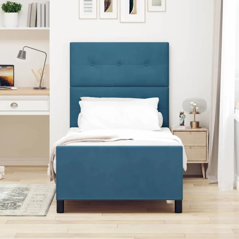 Kiemas lova su galvūgalio Tamsiai mėlyna 80 x 200 cm Aksomas