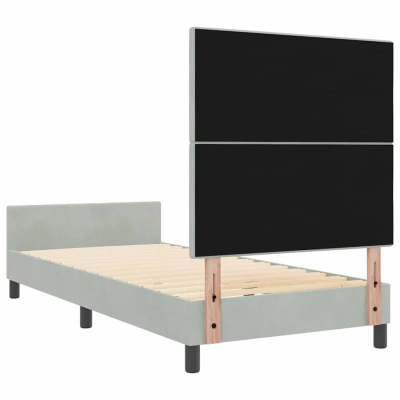 Kiemas lova su galvūgalio Šviesiai pilka 90 x 200 cm Aksomas
