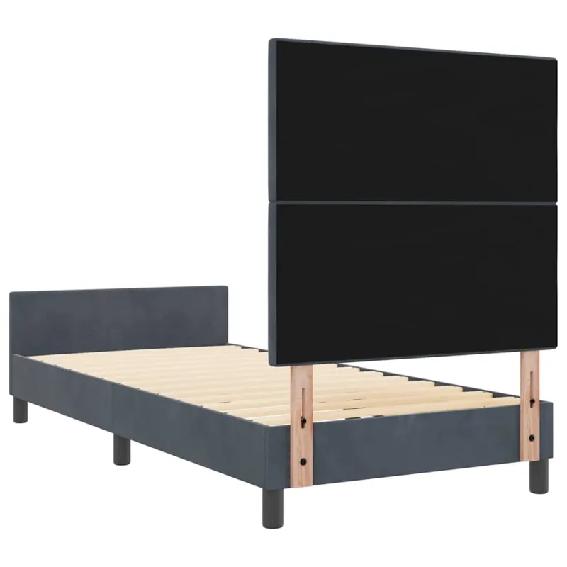 Kiemas lova su galvūgalio Tamsiai pilka 90 x 200 cm Aksomas