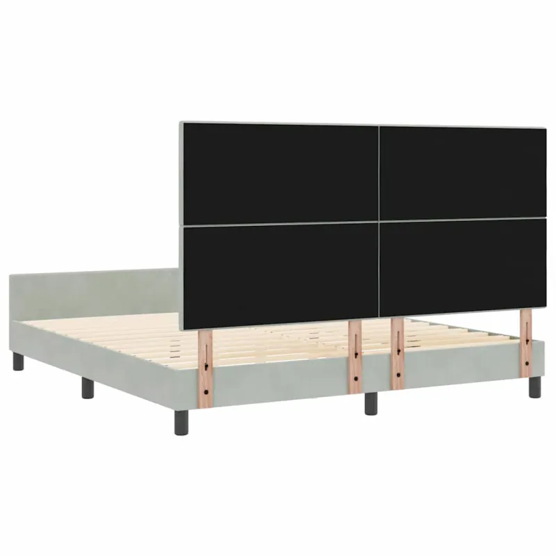 Kiemas lova su galvūgalio Šviesiai pilka 180 x 200 cm Aksomas