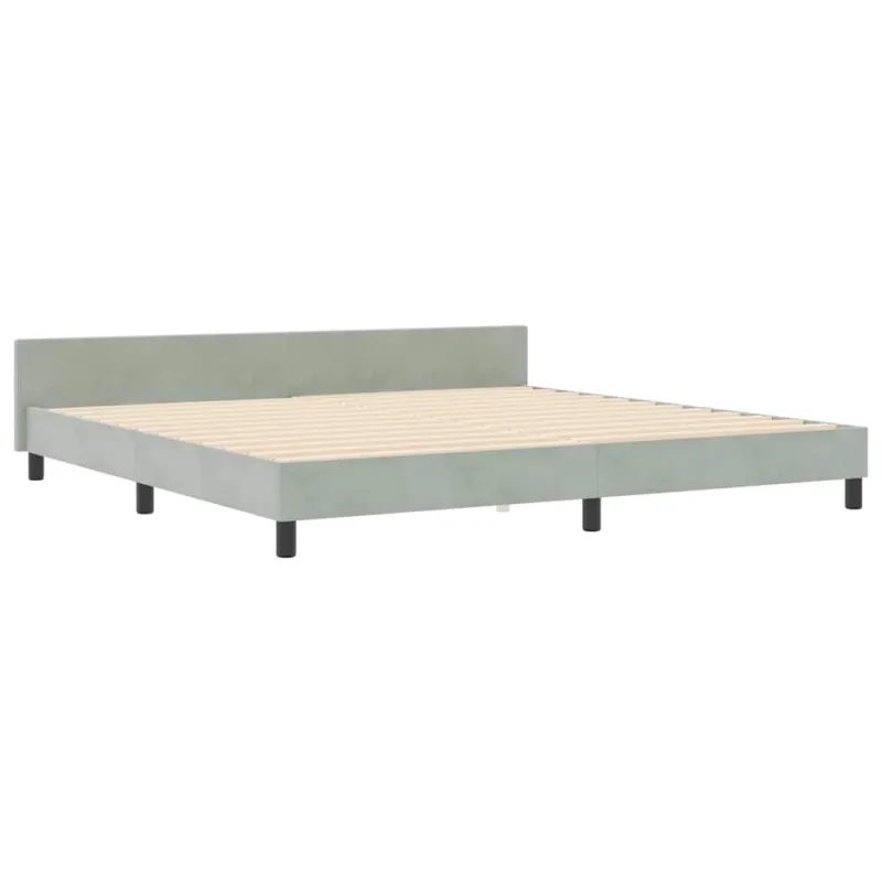 Kiemas lova su galvūgalio Šviesiai pilka 200 x 200 cm Aksomas