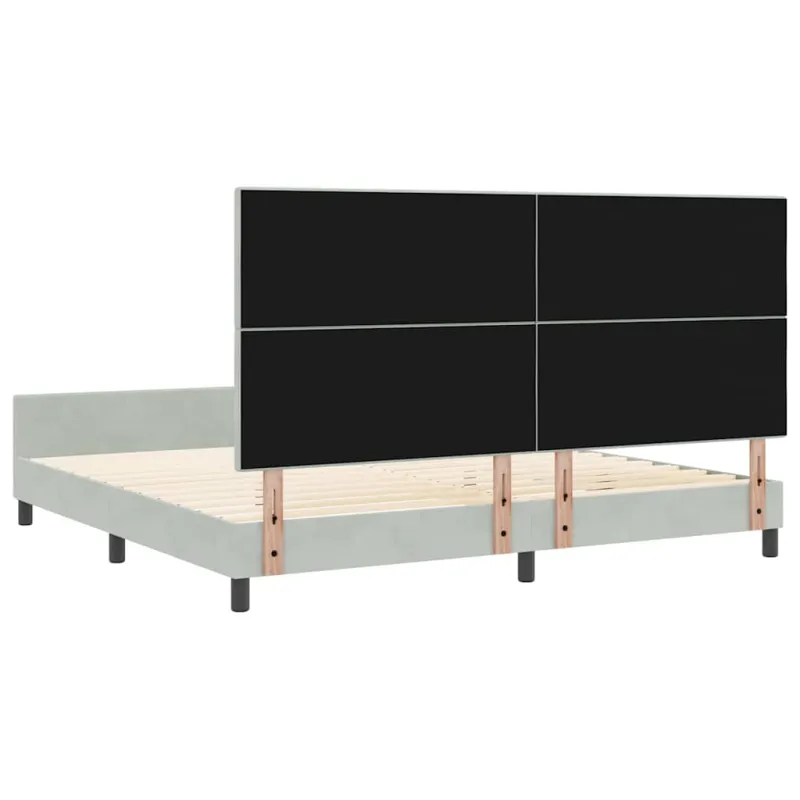 Kiemas lova su galvūgalio Šviesiai pilka 200 x 200 cm Aksomas