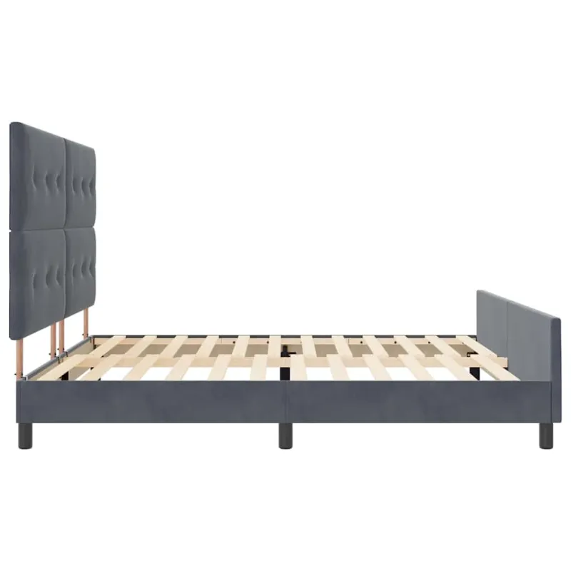 Kiemas lova su galvūgalio Tamsiai pilka 200 x 200 cm Aksomas