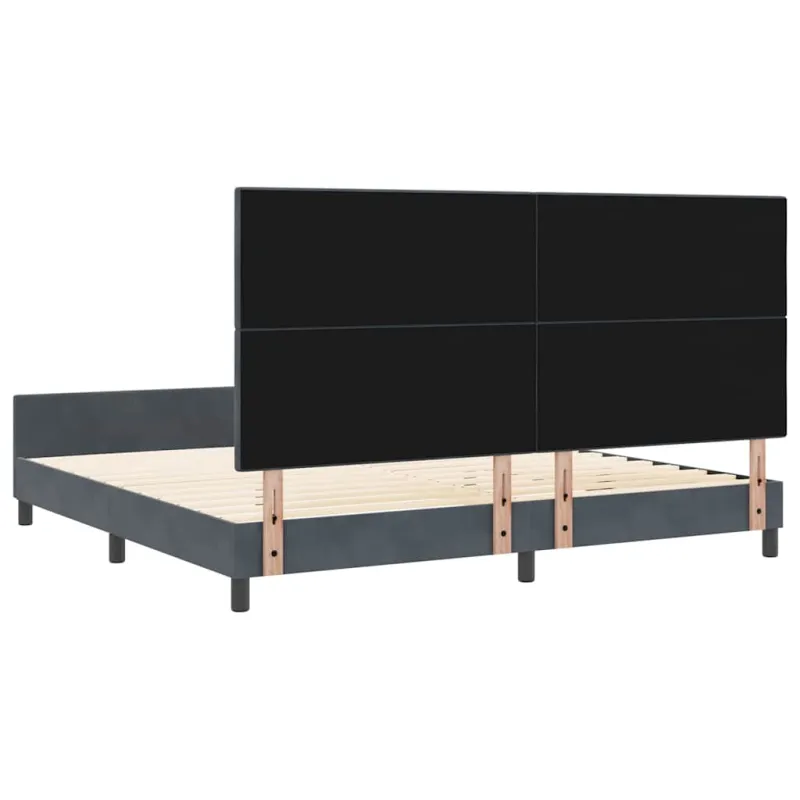 Kiemas lova su galvūgalio Tamsiai pilka 200 x 200 cm Aksomas