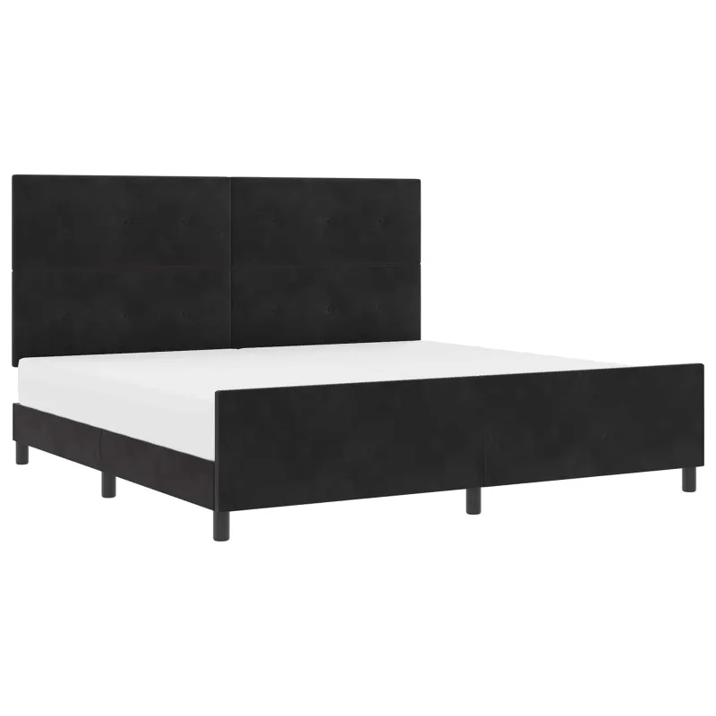 Kiemas lova su galvūgalio Juoda 200 x 200 cm Aksomas