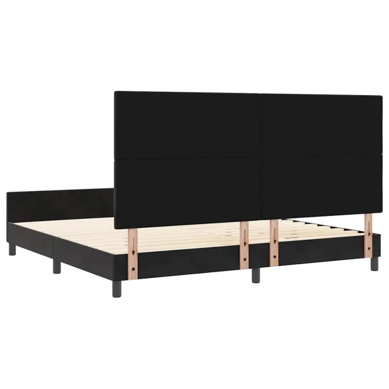 Kiemas lova su galvūgalio Juoda 200 x 200 cm Aksomas