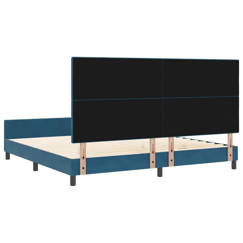 Kiemas lova su galvūgalio Tamsiai mėlyna 200 x 200 cm Aksomas